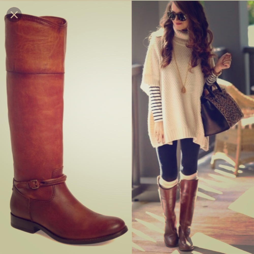 Frye Melissa Tall Seam Boot-Cognac color